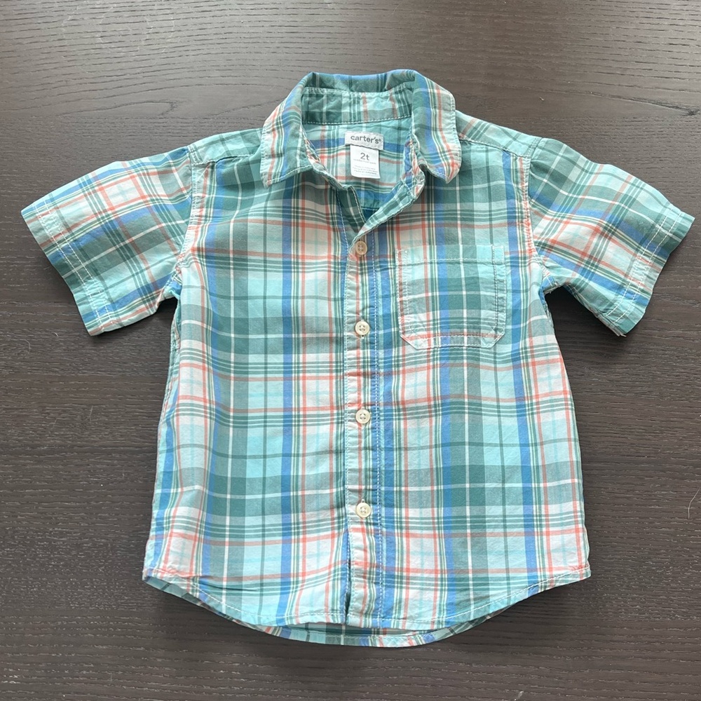 Carter’s Blue Plaid Button Up Shirt Size 2T